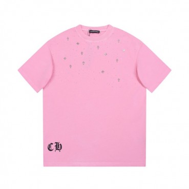 크롬하츠 남성 핑크 크루넥 반팔티 - Chrom Hearts Mens Pink Short sleeved Tshirts 
