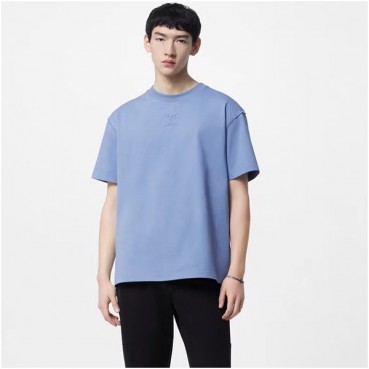 루이비통 남성 크루넥 블루 반팔티 - Louis vuitton Mens Blue Short Sleeved Tshirts 