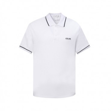 셀린느 남성 화이트 폴로 반팔티 - Celine Mens White Short sleeved T