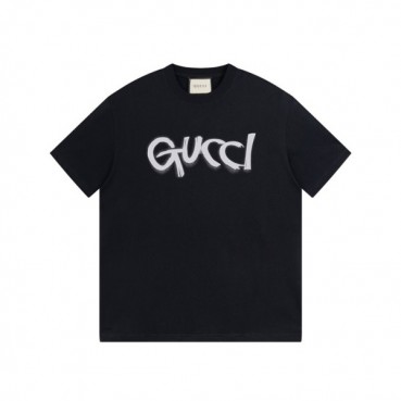 구찌 남/녀 블랙 크루넥 반팔티 - Gucci Unisex Black Short sleeved Tshirts 