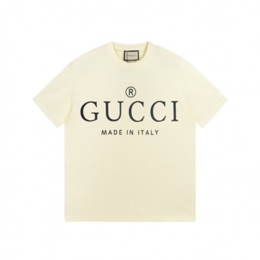 구찌 남/녀 아이보리 크루넥 반팔티 - Gucci Unisex Ivory Short sleeved Tshirts 