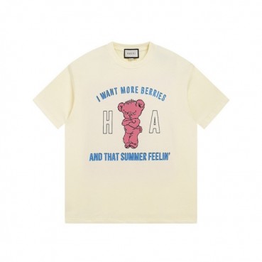 구찌 남/녀 아이보리 크루넥 반팔티 - Gucci Unisex Ivory Short sleeved Tshirts 