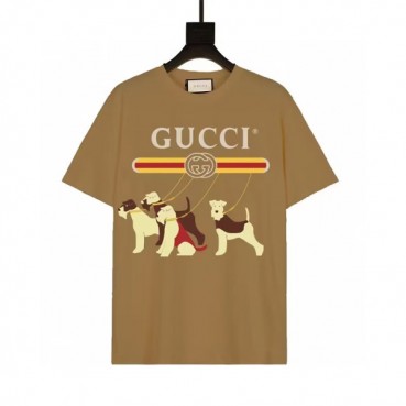구찌 남/녀 카멜 크루넥 반팔티 - Gucci Unisex Camel Short sleeved Tshirts 