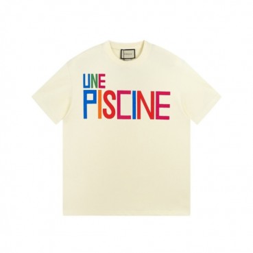 구찌 남/녀 아이보리 크루넥 반팔티 - Gucci Unisex Ivory Short sleeved Tshirts 