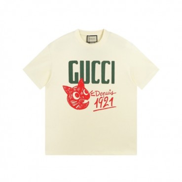 구찌 남/녀 아이보리 크루넥 반팔티 - Gucci Unisex Ivory Short sleeved Tshirts 