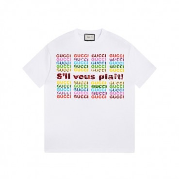 구찌 남/녀 화이트 크루넥 반팔티 - Gucci Unisex White Short sleeved Tshirts 