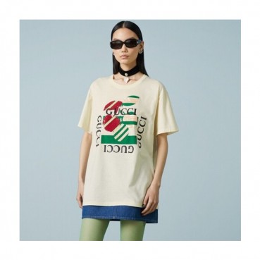 구찌 남/녀 화이트 크루넥 반팔티 - Gucci Unisex White Short sleeved Tshirts 