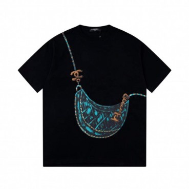 샤넬 남/녀 크루넥 블랙 반팔티 - Chanel Unisex Black Tshirts 