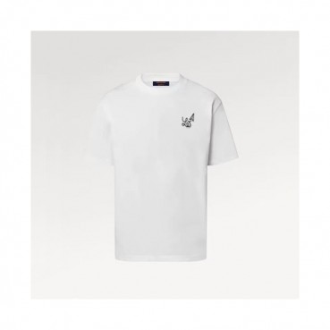 루이비통 남성 크루넥 화이트 반팔티 - Louis vuitton Mens White Short Sleeved Tshirts 
