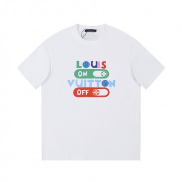 루이비통 남성 크루넥 화이트 반팔티 - Louis vuitton Mens White Short Sleeved Tshirts 