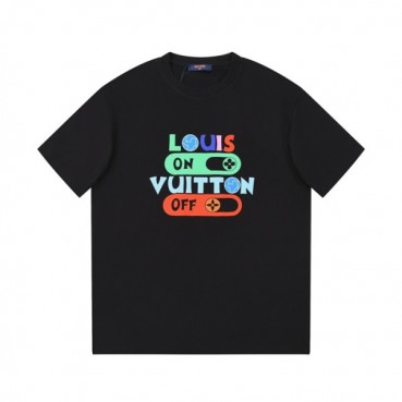 루이비통 남성 크루넥 블랙 반팔티 - Louis vuitton Mens Black Short Sleeved Tshirts 