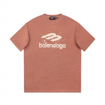 발렌시아가 남성 버건디 크루넥 반팔티 - Balenciaga Mens Burgandy Short sleeved Tshirts 