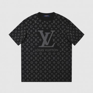 루이비통 남성 크루넥 블랙 반팔티 - Louis vuitton Mens Black Short Sleeved Tshirts 