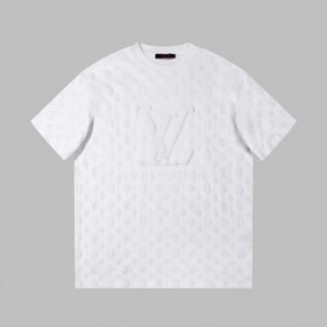 루이비통 남성 크루넥 화이트 반팔티 - Louis vuitton Mens White Short Sleeved Tshirts 