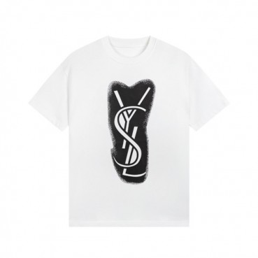 입생로랑 남성 화이트 크루넥 반팔티 - Saint laurent Mens White Short sleeved Tshirts 