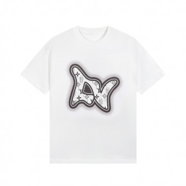 루이비통 남성 화이트 크루넥 반팔티 - Louis vuitton Mens White Short sleeved Tshirts 
