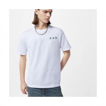 루이비통 남성 화이트 크루넥 반팔티 - Louis vuitton Mens White Short sleeved Tshirts 