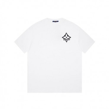 루이비통 남성 화이트 크루넥 반팔티 - Louis vuitton Mens White Short sleeved Tshirts 