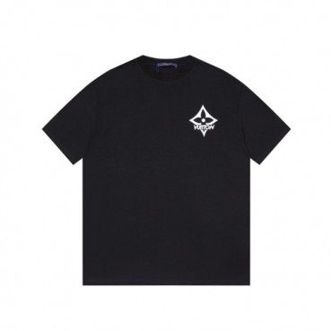 루이비통 남성 블랙 크루넥 반팔티 - Louis vuitton Mens Black Short sleeved Tshirts 
