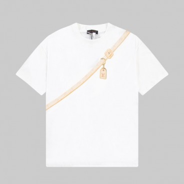 루이비통 남성 화이트 크루넥 반팔티 - Louis vuitton Mens White Short sleeved Tshirts 