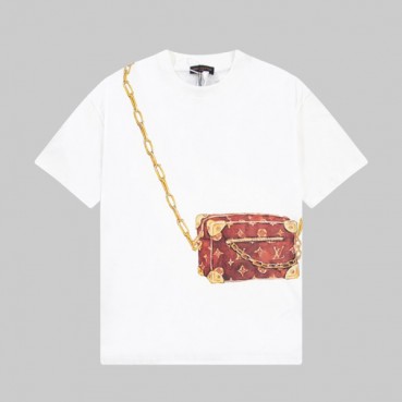 루이비통 남성 화이트 크루넥 반팔티 - Louis vuitton Mens White Short sleeved Tshirts 