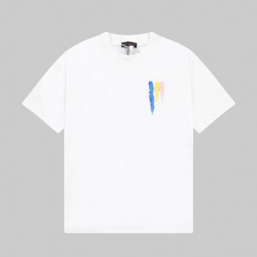 루이비통 남성 화이트 크루넥 반팔티 - Louis vuitton Mens White Short sleeved Tshirts 