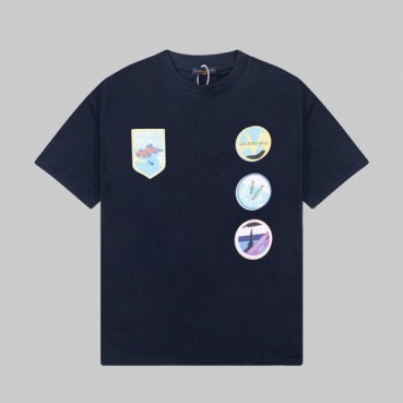 루이비통 남성 네이비 크루넥 반팔티 - Louis vuitton Mens Navy Short sleeved Tshirts 