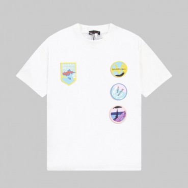 루이비통 남성 화이트 크루넥 반팔티 - Louis vuitton Mens White Short sleeved Tshirts 