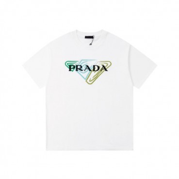 프라다 남성 크루넥 화이트 반팔티 - Prada Mens White Short sleeved Tshirts 
