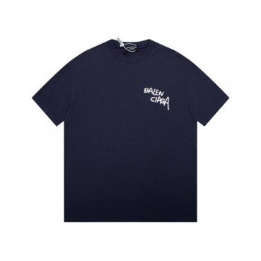 발렌시아가 남성 네이비 크루넥 반팔티 - Balenciaga Mens Navy Short sleeved Tshirts 