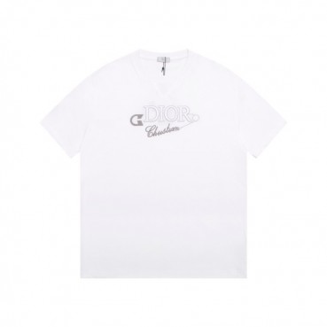 디올 남성 화이트 크루넥 반팔티 - Dior Mens White Short sleeved Tshirts 