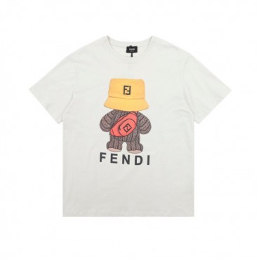 펜디 남성 화이트 크루넥 반팔티 - Fendi Mens White Short sleeved Tshirts 