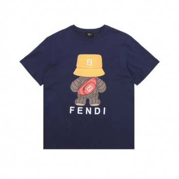 펜디 남성 네이비 크루넥 반팔티 - Fendi Mens Navy Short sleeved Tshirts 