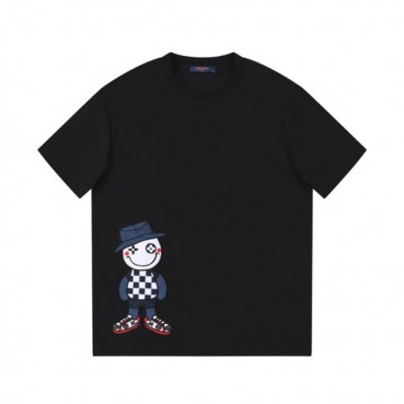 루이비통 남성 블랙 크루넥 반팔티 - Louis vuitton Mens Black Short sleeved Tshirts 