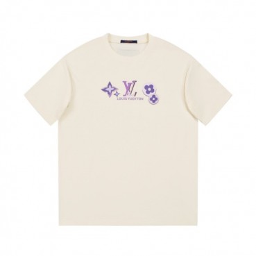 루이비통 남성  아이보리 크루넥 반팔티 - Louis vuitton Mens Ivory Short sleeved Tshirts 