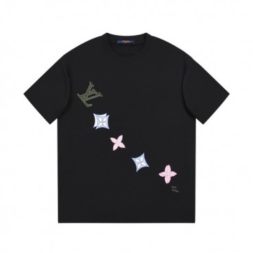 루이비통 남성 블랙 크루넥 반팔티 - Louis vuitton Mens Black Short sleeved Tshirts 
