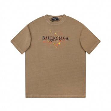 발렌시아가 남성 카멜 크루넥 반팔티 - Balenciaga Mens Camel Short sleeved Tshirts 