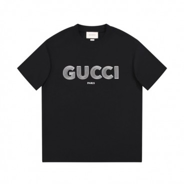 구찌 남/녀 블랙 크루넥 반팔티 - Gucci Unisex Black Short sleeved Tshirts 