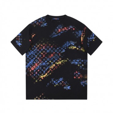 루이비통 남성 블랙 크루넥 반팔티 - Louis vuitton Mens Black Short sleeved Tshirts 