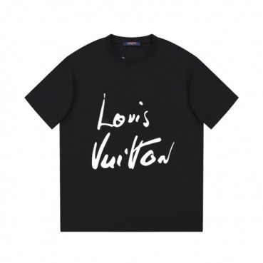 루이비통 남성 블랙 크루넥 반팔티 - Louis vuitton Mens Black Short sleeved Tshirts 