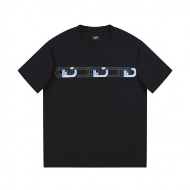 펜디 남성 블랙 크루넥 반팔티 - Fendi Mens Black Short sleeved Tshirts 