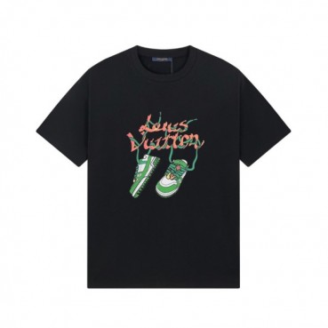 루이비통 남성 블랙 크루넥 반팔티 - Louis vuitton Mens Black Short sleeved Tshirts 