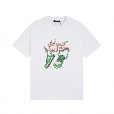 루이비통 남성 화이트 크루넥 반팔티 - Louis vuitton Mens White Short sleeved Tshirts 