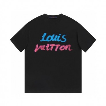 루이비통 남성 블랙 크루넥 반팔티 - Louis vuitton Mens Black Short sleeved Tshirts 