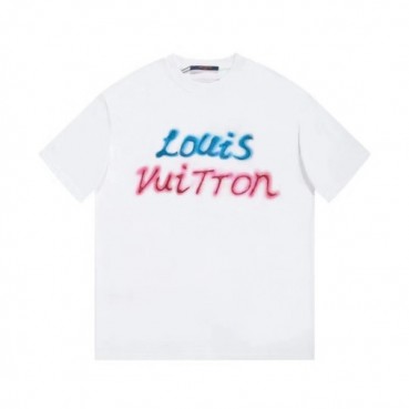 루이비통 남성 화이트 크루넥 반팔티 - Louis vuitton Mens White Short sleeved Tshirts 