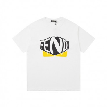 펜디 남성 화이트 크루넥 반팔티 - Fendi Mens White Short sleeved Tshirts 