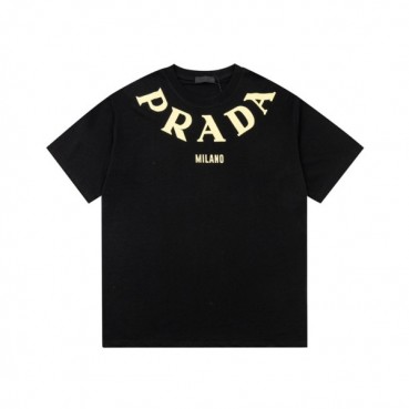 프라다 남성 크루넥 블랙 반팔티 - Prada Mens Black Short sleeved Tshirts 