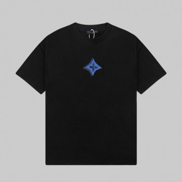 루이비통 남성 블랙 크루넥 반팔티 - Louis vuitton Mens Black Short sleeved Tshirts 