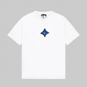 루이비통 남성 화이트 크루넥 반팔티 - Louis vuitton Mens White Short sleeved Tshirts 