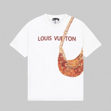 루이비통 남성 화이트 크루넥 반팔티 - Louis vuitton Mens White Short sleeved Tshirts 